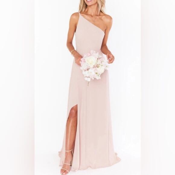 New Show Me Your MuMu Shannon One Shoulder Dusty Blush Crisp Small Women’s - Picture 2 of 8